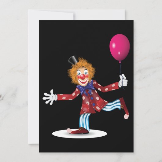 Farbenfroher glücklicher Clown mit Balloon Fun Cir Einladung (Vorderseite)