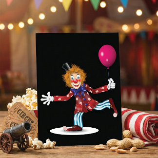 Farbenfroher glücklicher Clown mit Balloon Fun Cir Einladung