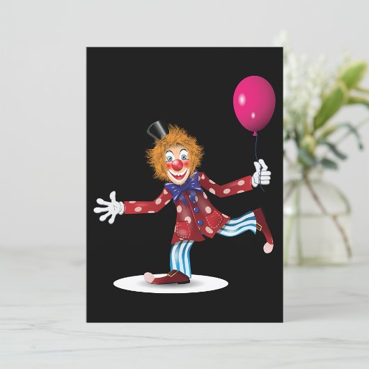 Farbenfroher glücklicher Clown mit Balloon Fun Cir Einladung