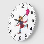 Farbenfroher glücklicher Clown mit Balloon Fun Cir Große Wanduhr (Winkel)