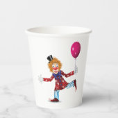 Farbenfroher glücklicher Clown mit Balloon Fun Cir Pappbecher (Vorderseite)