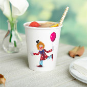Farbenfroher glücklicher Clown mit Balloon Fun Cir Pappbecher