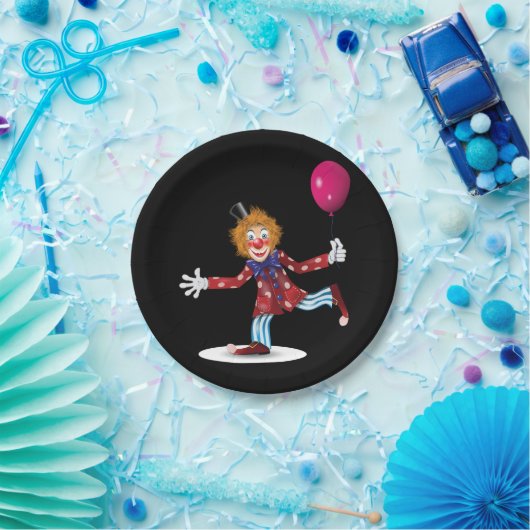 Farbenfroher glücklicher Clown mit Balloon Fun Cir Pappteller (Party)
