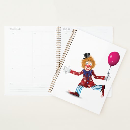 Farbenfroher glücklicher Clown mit Balloon Fun Cir Planer (Anzeige)