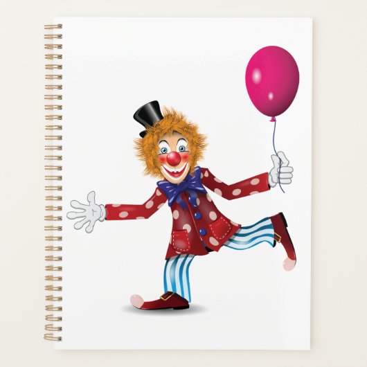 Farbenfroher glücklicher Clown mit Balloon Fun Cir Planer (Vorderseite)