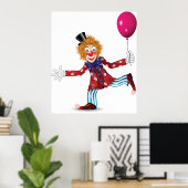 Farbenfroher glücklicher Clown mit Balloon Fun Cir Poster (Heimbüro)