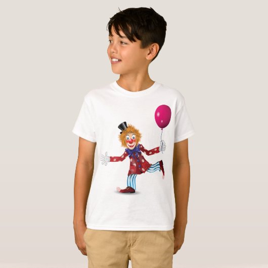 Farbenfroher glücklicher Clown mit Balloon Fun Cir T-Shirt (Vorne ganz)