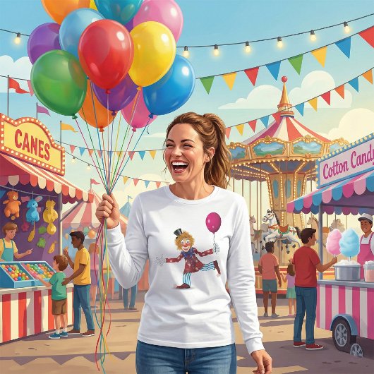 Farbenfroher glücklicher Clown mit Balloon Fun Cir T-Shirt