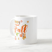 Farbenfroher glücklicher Fall Y'all mit Herbstblät Kaffeetasse (Vorderseite Links)