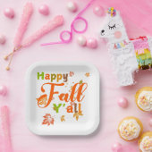Farbenfroher glücklicher Fall Y'all mit Herbstblät Pappteller (Party)