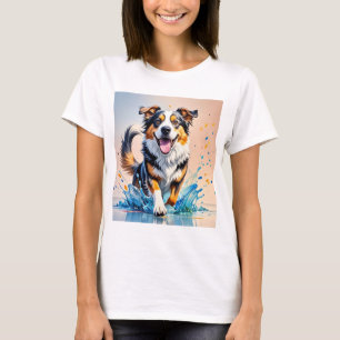 Farbenfroher, glücklicher, spielerischer lustiger T-Shirt