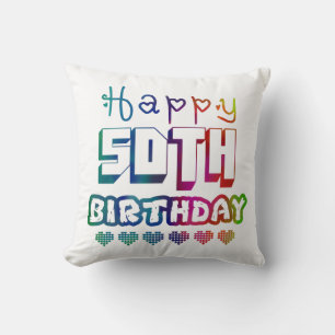 farbenfroher Gradienten Glücklich 50. Geburtstag Kissen