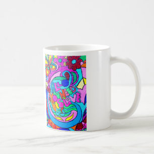 farbenfroher grooviger Hippie-Stil Liebestasse Kaffeetasse
