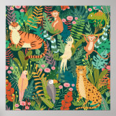 Farbenfroher Gründschungel l Wasserfarbene Wildtie Poster (Vorne)