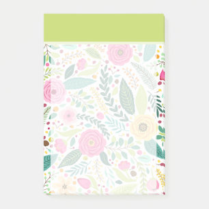 Farbenfroher grüner und rosa Hintergrund botanisch Post-it Klebezettel