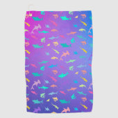 Farbenfroher Hai unter dem Party der Meeresschule Golfhandtuch (Vorderseite)