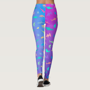 Farbenfroher Hai unter dem Party der Meeresschule Leggings