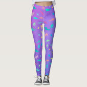 Farbenfroher Hai unter dem Party der Meeresschule Leggings (Vorderseite)