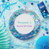 Farbenfroher Hai unter dem Party der Meeresschule Pappteller (Party)