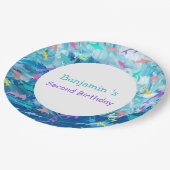 Farbenfroher Hai unter dem Party der Meeresschule Pappteller (Schrägansicht)