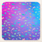 Farbenfroher Hai unter dem Party der Meeresschule Rechteckiger Pappuntersetzer (Vorderseite)