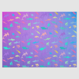 Farbenfroher Hai unter dem Party der Meeresschule Seidenpapier