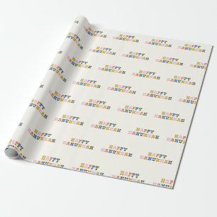 Farbenfroher Hanukkah Western Retro Einzigartiger  Geschenkpapier
