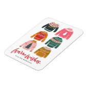 Farbenfroher, hässlicher Pullover, nicht zum Foto Magnet (Linke Seite)