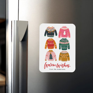 Farbenfroher hässlicher Weihnachtspullover ohne Fo Magnet