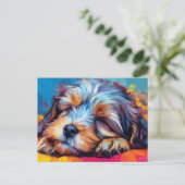 Farbenfroher Havanese schlafend Postkarte (Stehend Vorderseite)