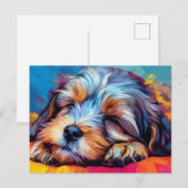 Farbenfroher Havanese schlafend Postkarte (Vorne/Hinten)