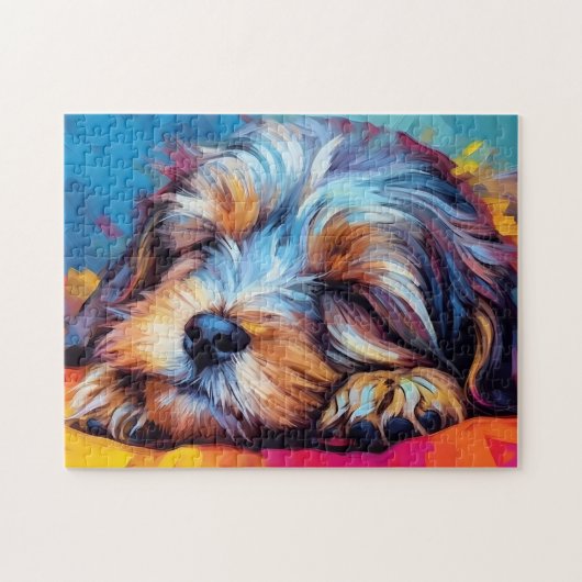 Farbenfroher Havanese schlafend Puzzle (Horizontal)