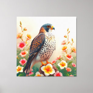 Farbenfroher Hawk umgeben von schönem Blossom Leinwanddruck