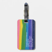 Farbenfroher Heller Regenbogen Wasserfarben Streif Gepäckanhänger (Rückseite vertikal)