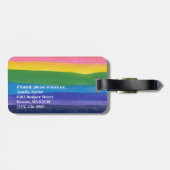 Farbenfroher Heller Regenbogen Wasserfarben Streif Gepäckanhänger (Rückseite horizontal)