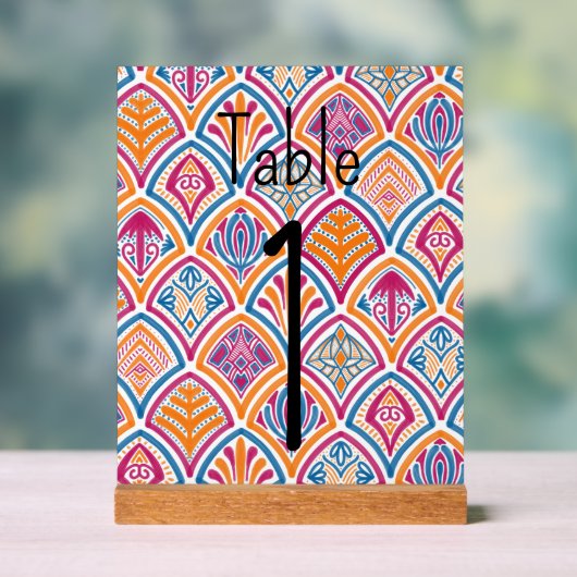 farbenfroher, hellrosa, gelber Hochzeitstisch Acrylschild (Neutral)