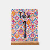 farbenfroher, hellrosa, gelber Hochzeitstisch Acrylschild (Vorderseite)