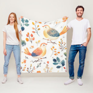 Farbenfroher Herbst-Aquarell-Truthahn - Fröhliche Fleecedecke