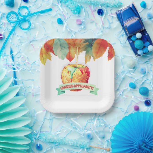 Farbenfroher Herbst Herbst Canded Apple Party Pappteller (Party)