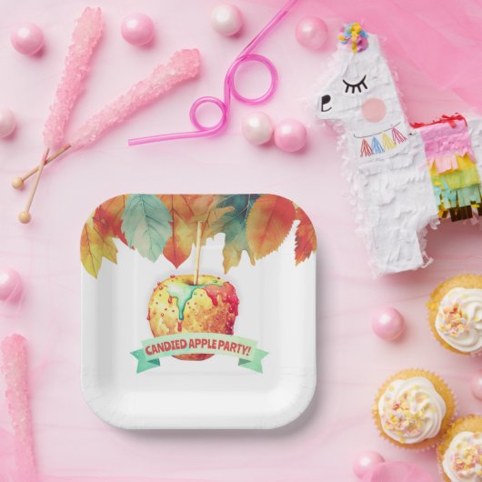 Farbenfroher Herbst Herbst Canded Apple Party Pappteller (Party)