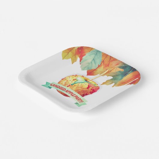 Farbenfroher Herbst Herbst Canded Apple Party Pappteller (Gewinkelt)