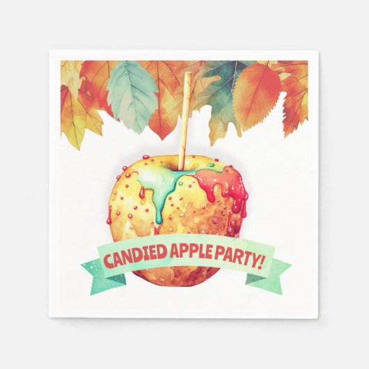 Farbenfroher Herbst Herbst Canded Apple Party Serviette (Vorderseite)