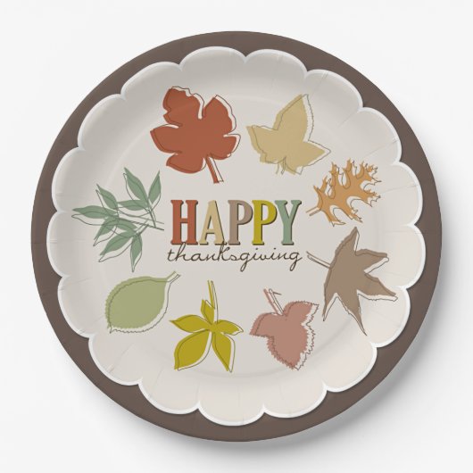 Farbenfroher Herbst / Herbstlaub glücklich Thanksg Pappteller (Vorderseite)