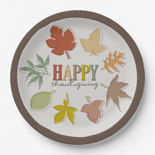 Farbenfroher Herbst / Herbstlaub glücklich Thanksg Pappteller (Vorderseite)