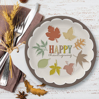 Farbenfroher Herbst / Herbstlaub glücklich Thanksg Pappteller