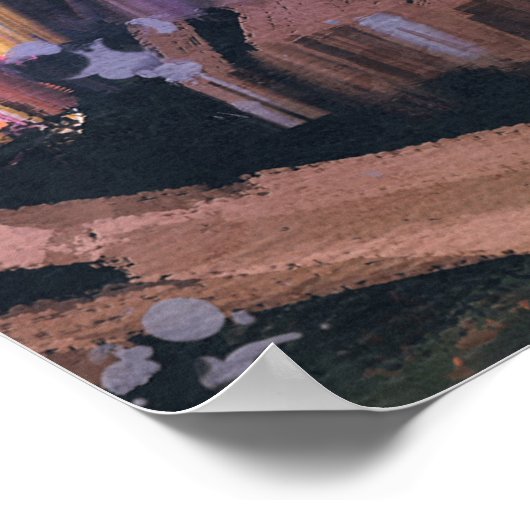 Farbenfroher Herbstfluss, Landschaftsmalerei. Poster (Ecke)