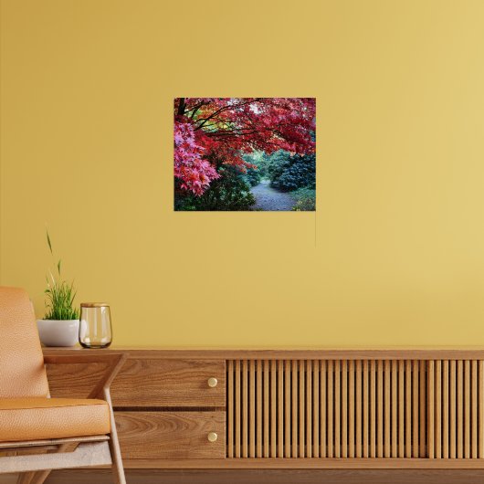 Farbenfroher Herbstgarten Spaziergang Poster (Wohnzimmer 2)