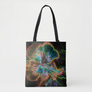 Farbenfroher Hibiskus Abstrakte Blume Kunst, Dicht Tasche