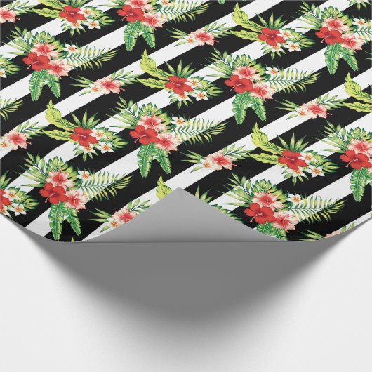 Farbenfroher Hibiskus mit schwarzen Streifen im Hi Geschenkpapier (Ecke)