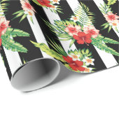 Farbenfroher Hibiskus mit schwarzen Streifen im Hi Geschenkpapier (Rolleneckpunkt)